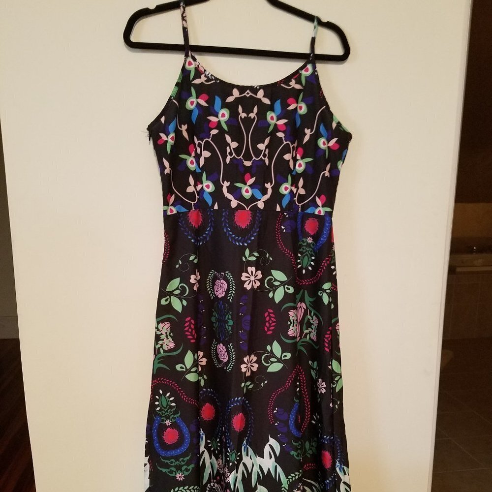 No brand black w multi colors spaghetti straps L